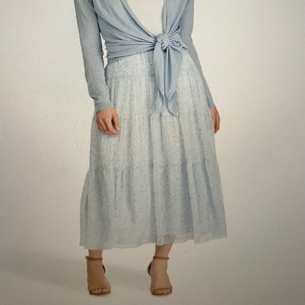 Ralph Lauren Floral Georgette Peasant Skirt, English Blue, Size 2